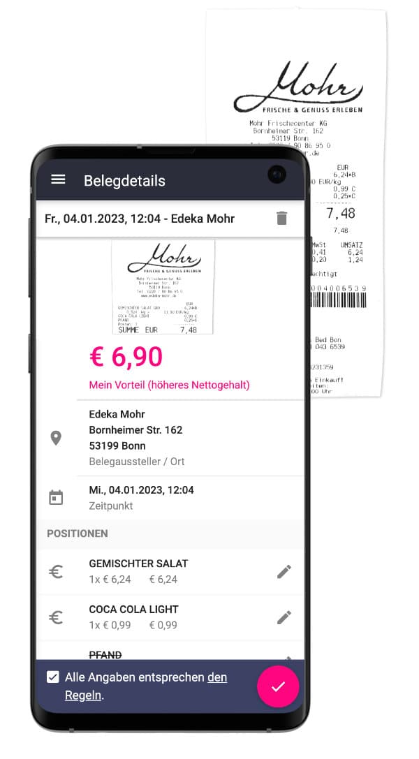 Handy Essenszuschuss mit Beleg billyardApp Essenszuschuss mit Beleg
