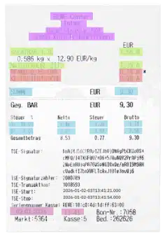 Kassenbon für den Essenszuschuss. Die App extrahiert alle wichtigen Informationen