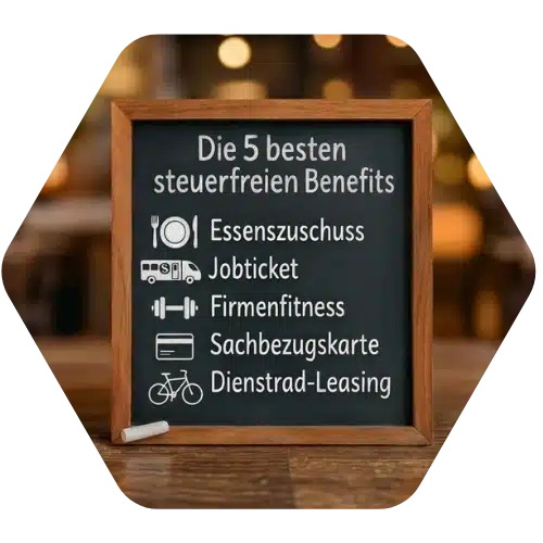 Cafeteria Modell für Mitarbeiter Benefits - Tafel mit unterschiedlichen Benefits